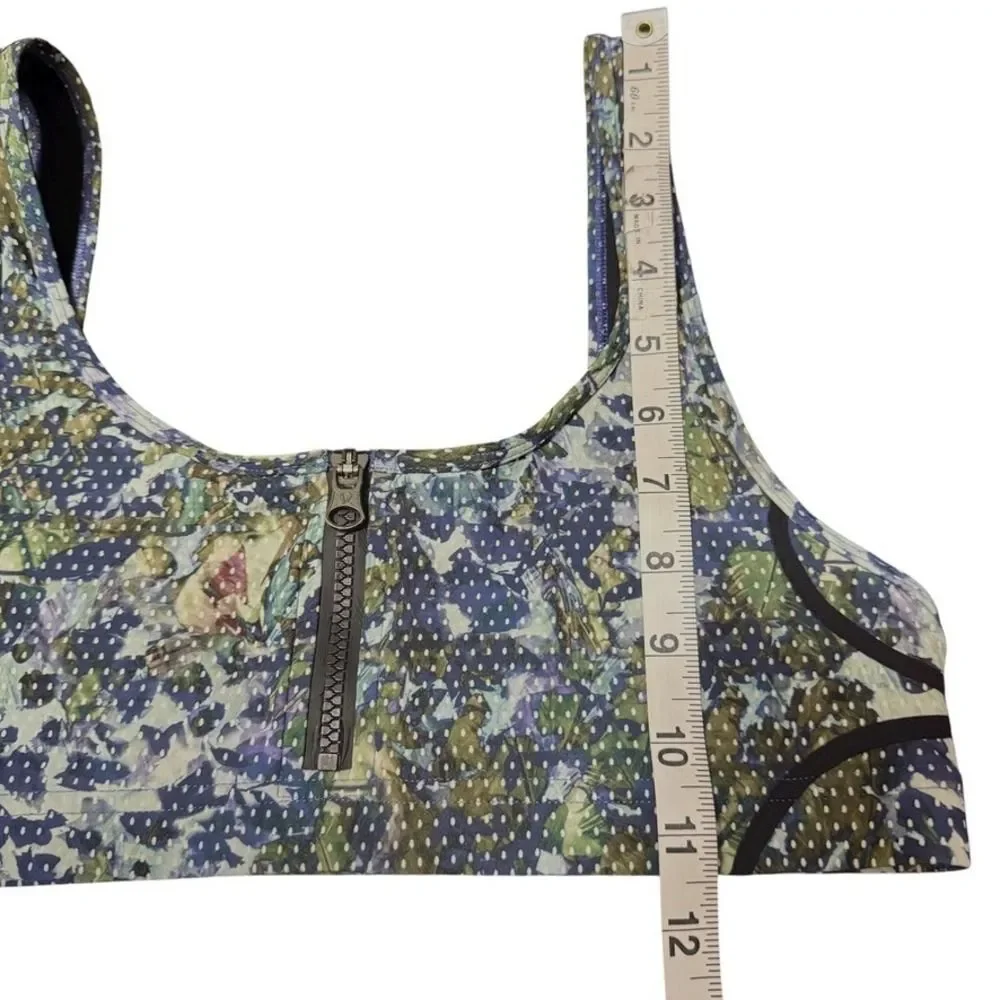 Lululemon Water Sweat 2 Swim Fast Bra Zipper Front Floral Print Activewear Top 2